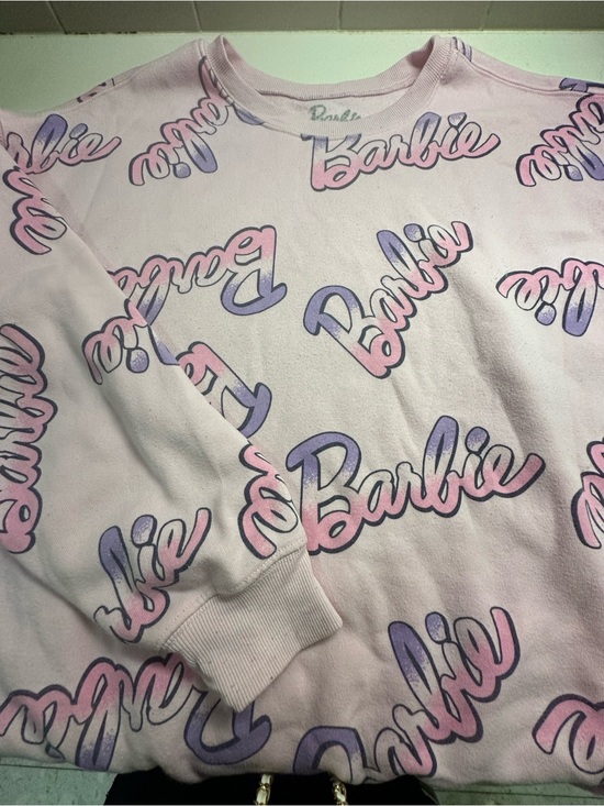 Barbie Tops - Barbie Light Pink Sweatshirt with Purple & Pink Logo Print